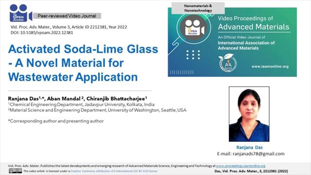 Activated Soda-Lime Glass - A Novel Material for Wastewater